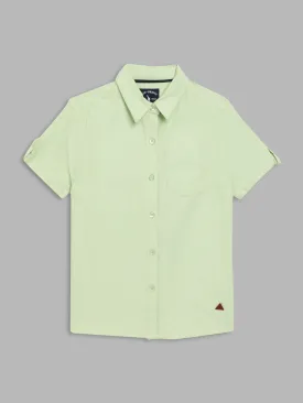 Blue Giraffe Boys Green Solid Collar Shirt