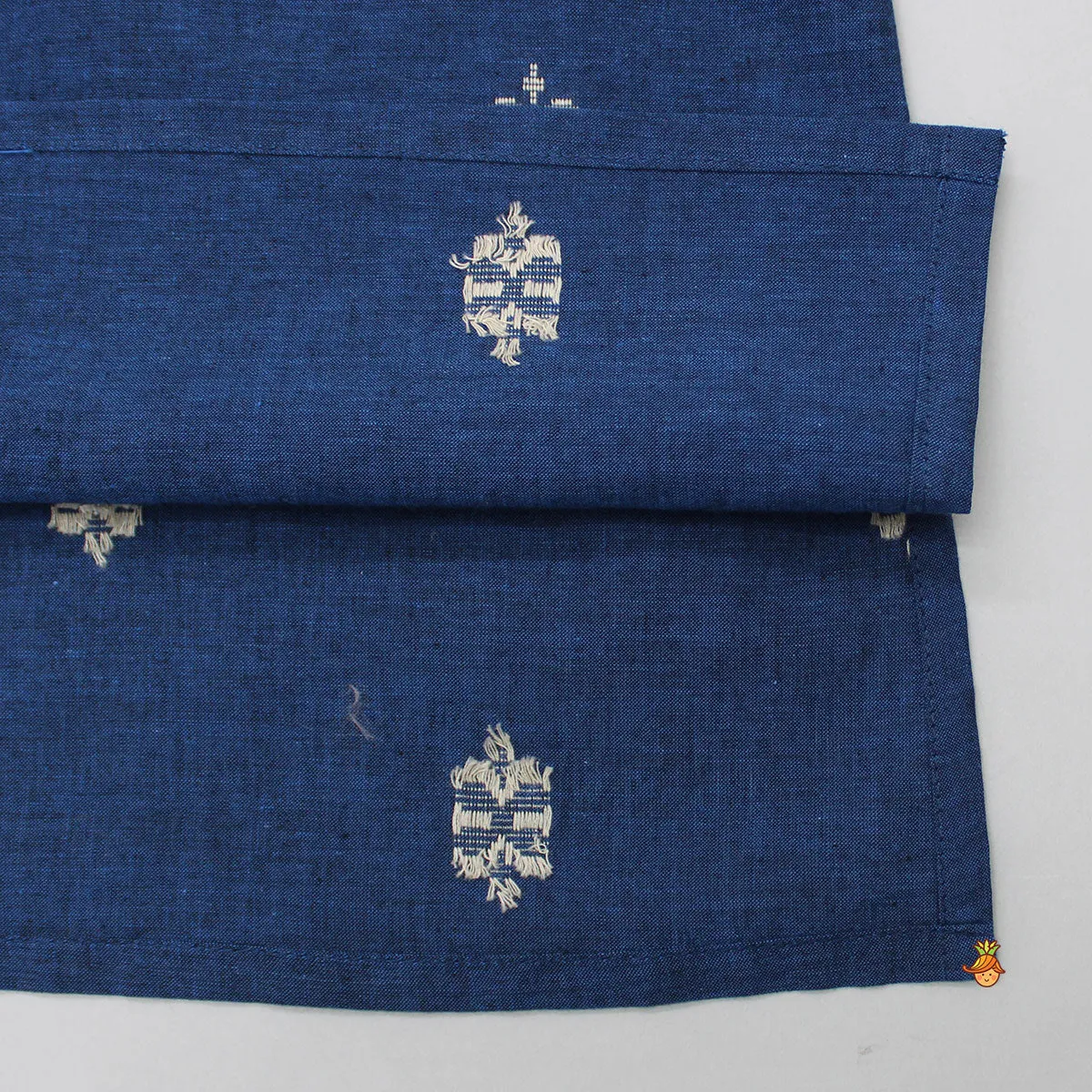 Blue Gota Lace Work Placket Kurta And Pyjama