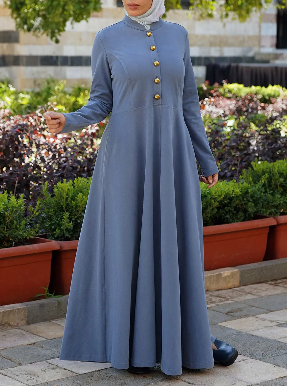 Brushed Cotton Gold Buttoned Abaya