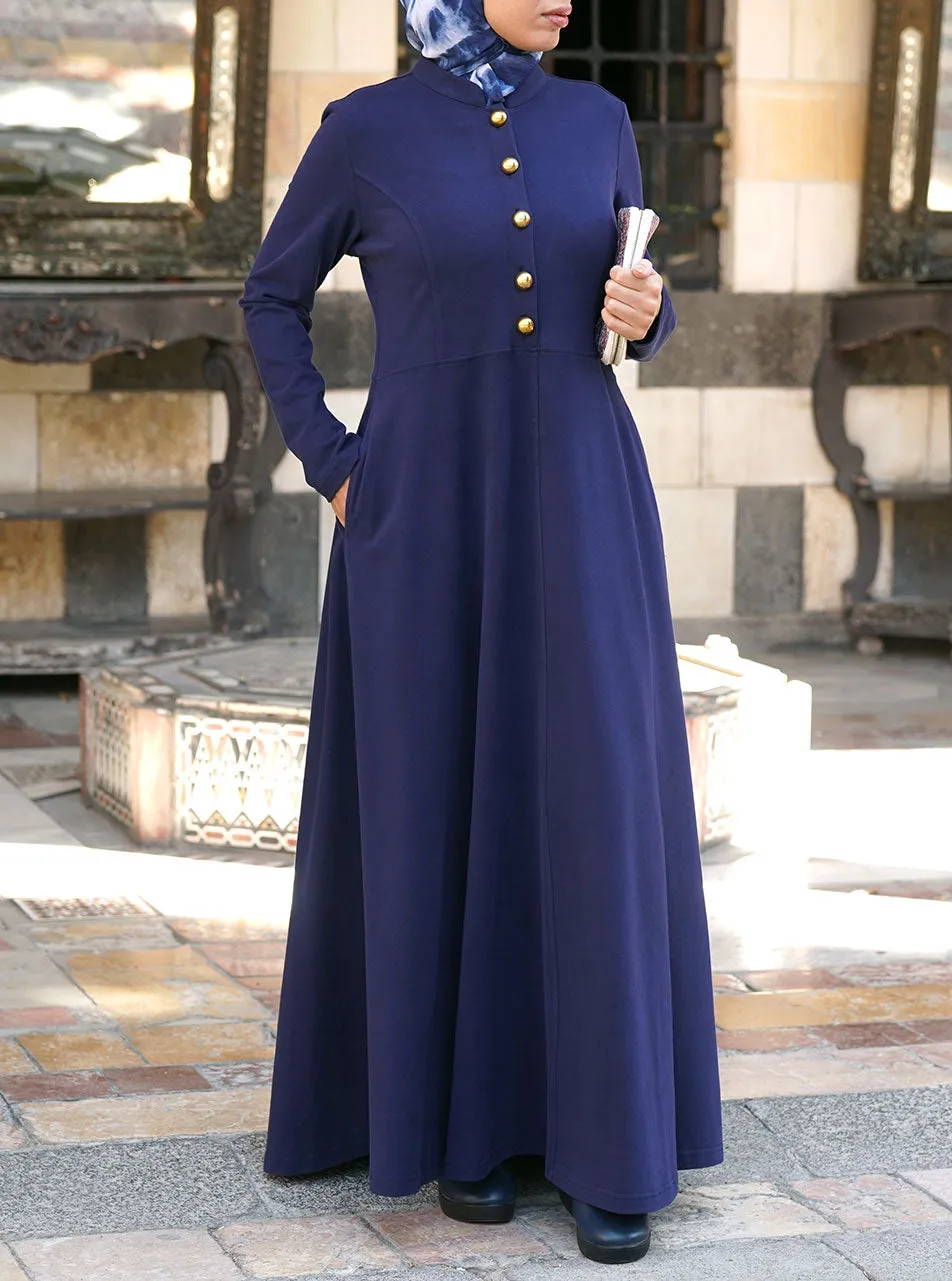 Brushed Cotton Gold Buttoned Abaya