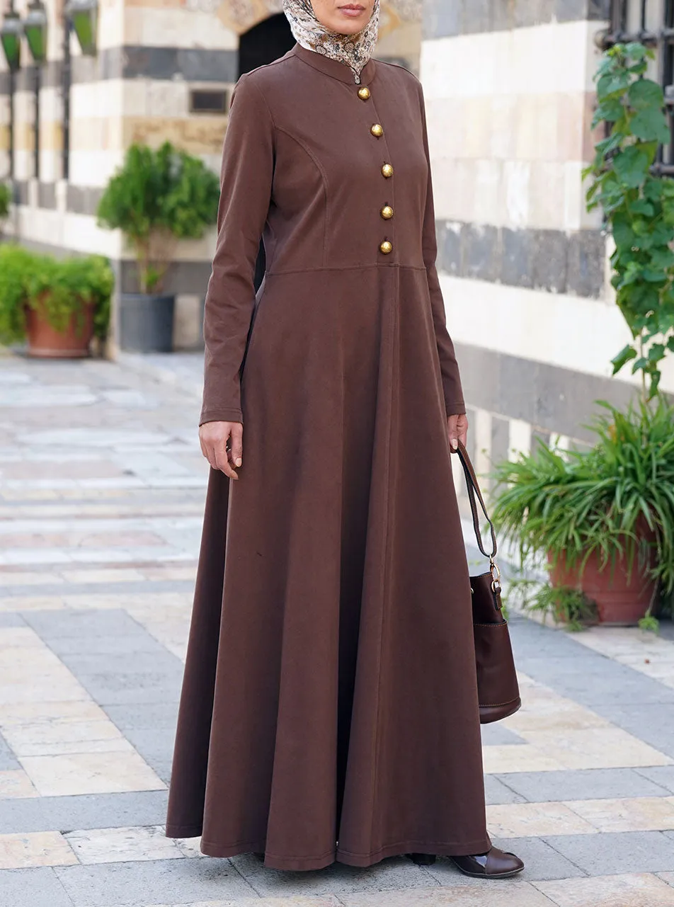 Brushed Cotton Gold Buttoned Abaya