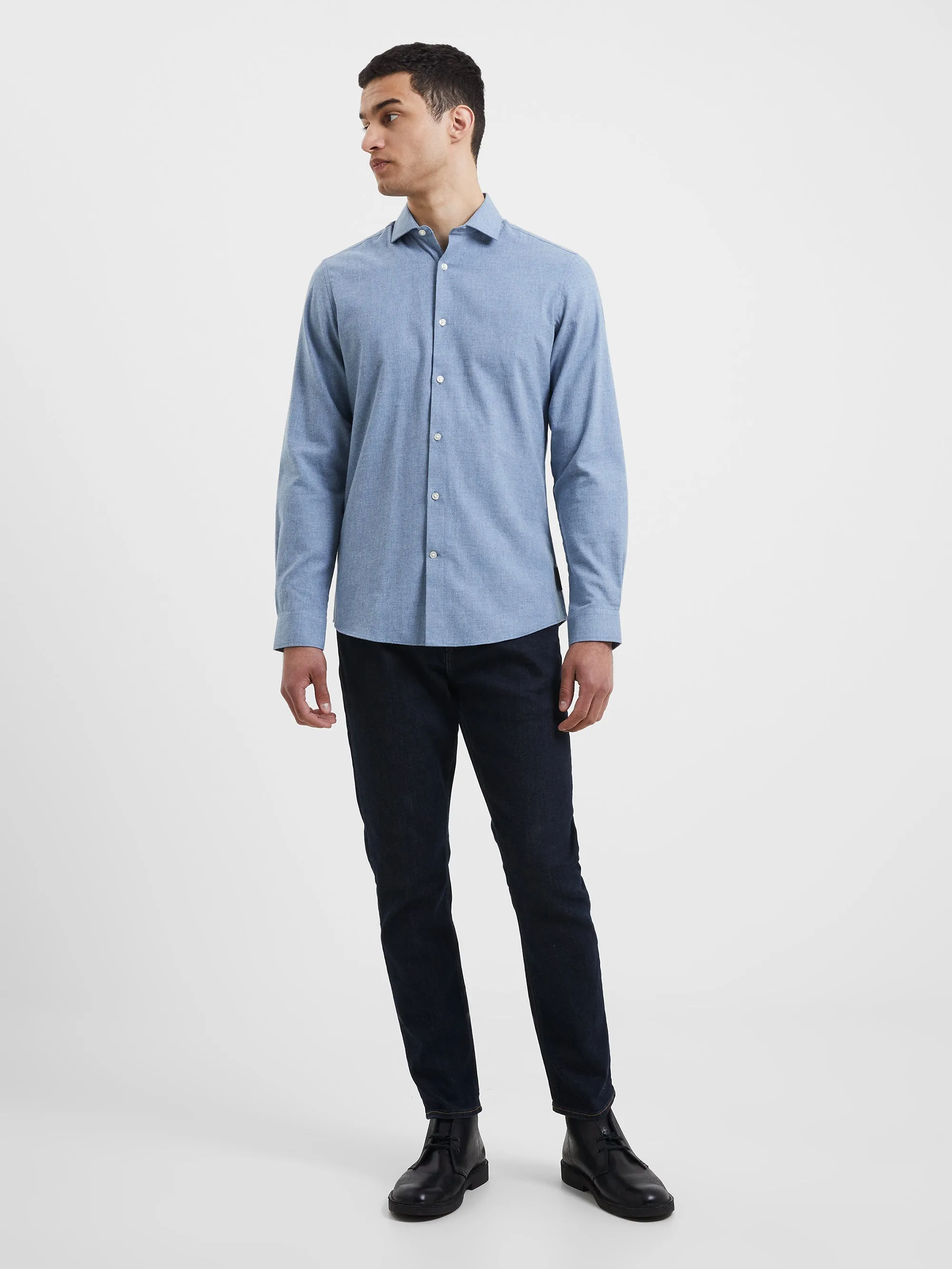Brushed Melange Long Sleeve Shirt
