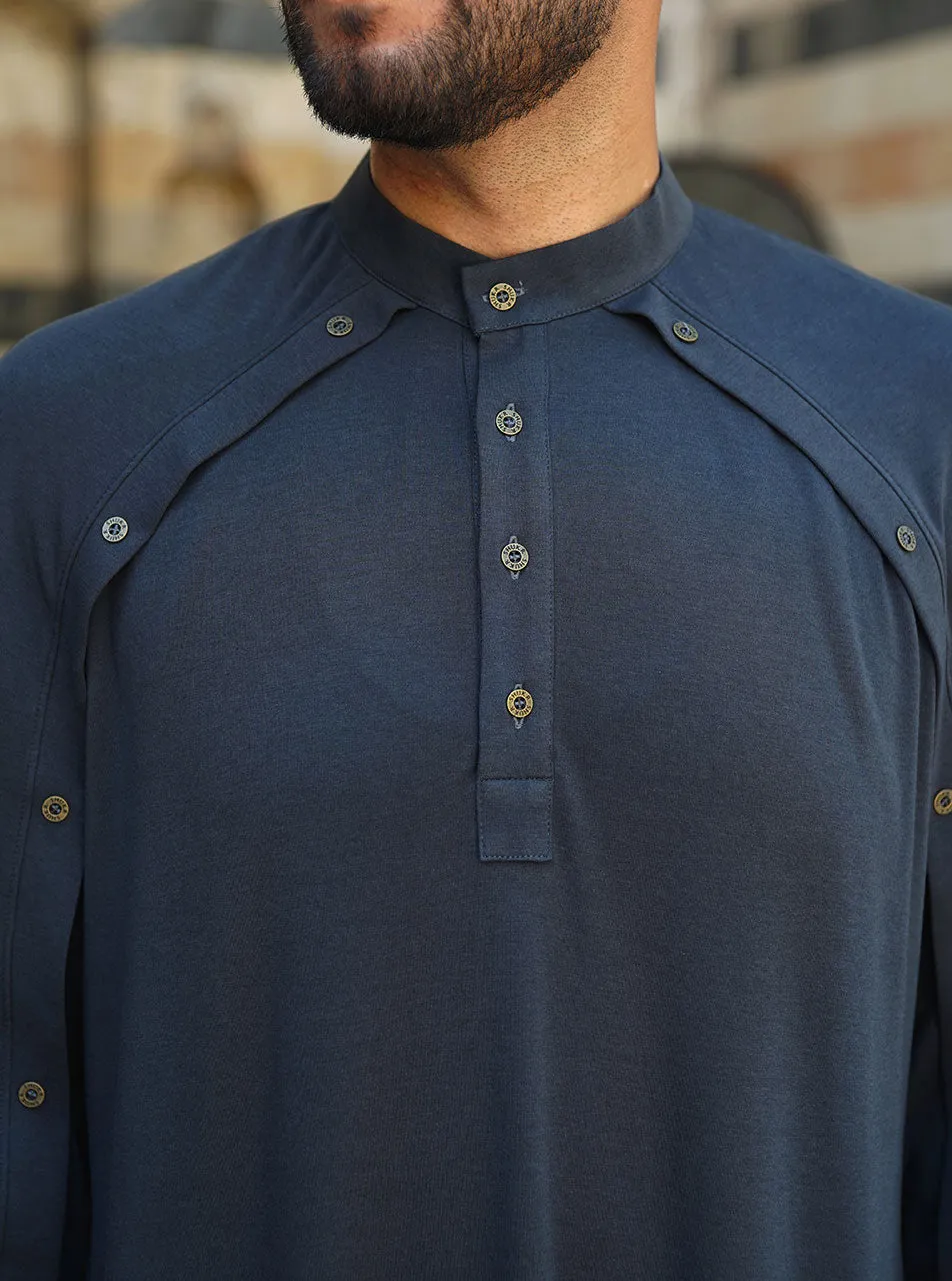 Buttoned Sleeve Overlay Thobe