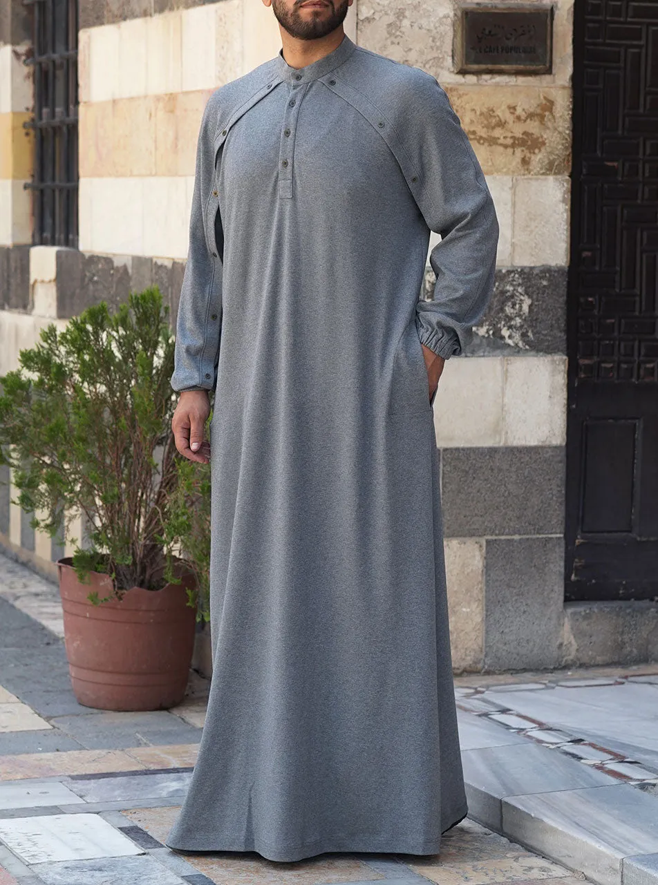 Buttoned Sleeve Overlay Thobe