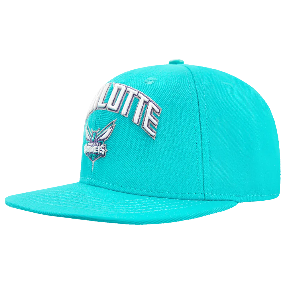 CHARLOTTE HORNETS STACKED LOGO WOOL SNAPBACK HAT (TEAL)