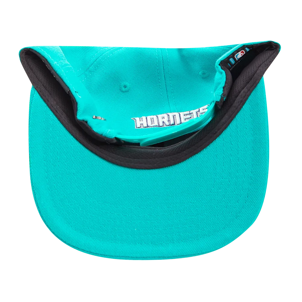 CHARLOTTE HORNETS STACKED LOGO WOOL SNAPBACK HAT (TEAL)