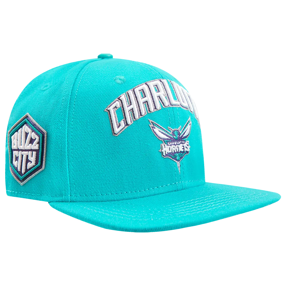 CHARLOTTE HORNETS STACKED LOGO WOOL SNAPBACK HAT (TEAL)