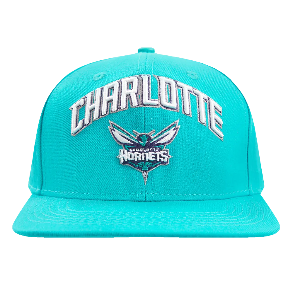 CHARLOTTE HORNETS STACKED LOGO WOOL SNAPBACK HAT (TEAL)