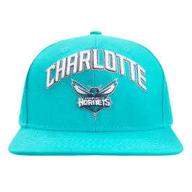 CHARLOTTE HORNETS STACKED LOGO WOOL SNAPBACK HAT (TEAL)