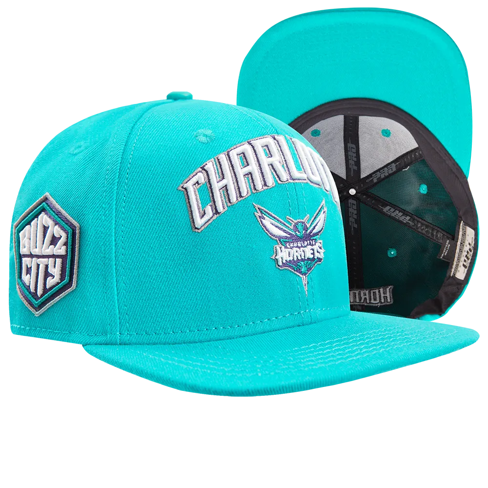 CHARLOTTE HORNETS STACKED LOGO WOOL SNAPBACK HAT (TEAL)