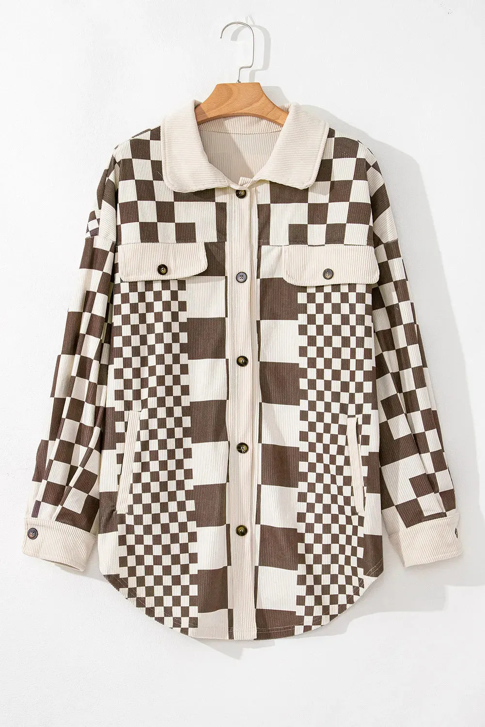 Checkered Button Up Long Sleeve Jacket