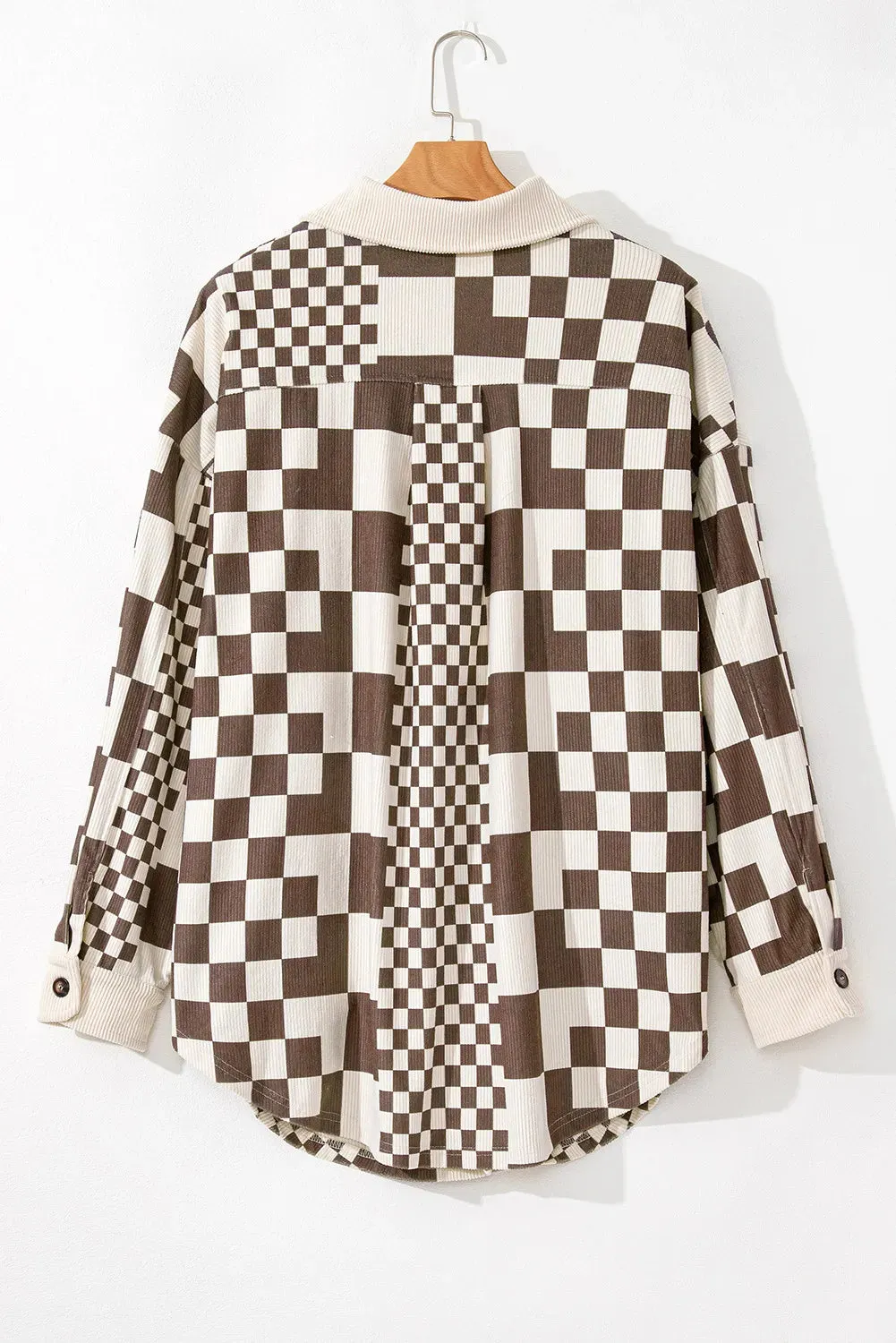 Checkered Button Up Long Sleeve Jacket
