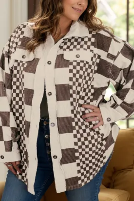 Checkered Button Up Long Sleeve Jacket