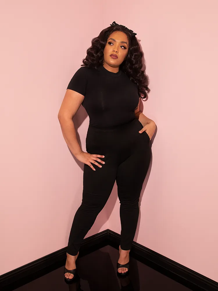 Cigarette Pants in Black Ponte - Vixen by Micheline Pitt