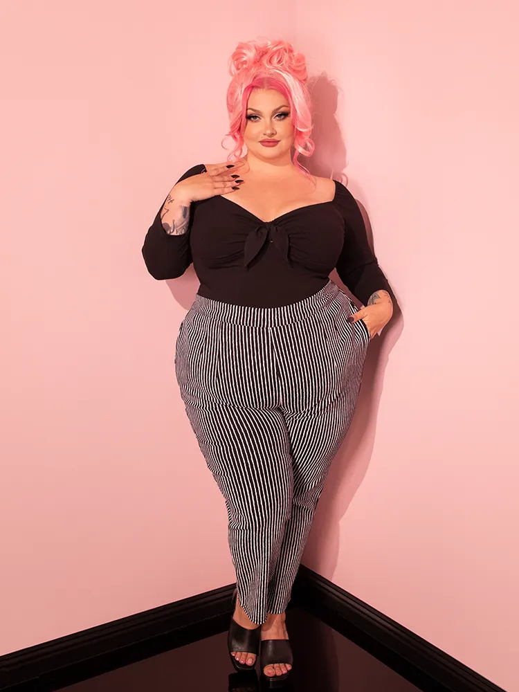 Cigarette Pants in Black Stripes - Vixen by Micheline Pitt