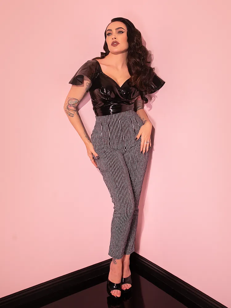 Cigarette Pants in Black Stripes - Vixen by Micheline Pitt