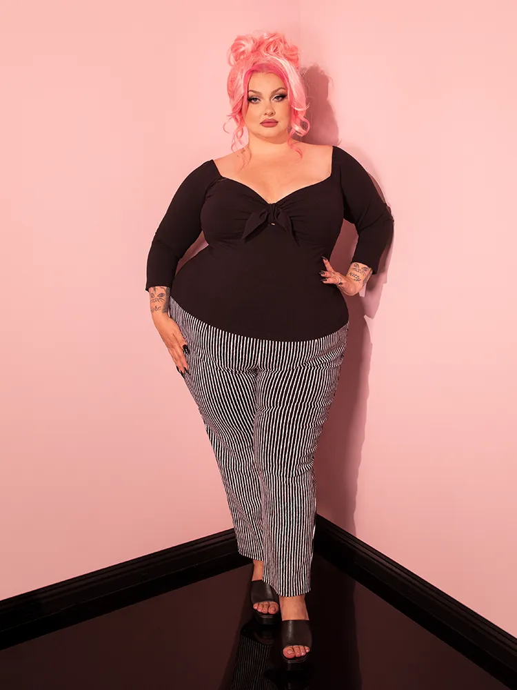 Cigarette Pants in Black Stripes - Vixen by Micheline Pitt