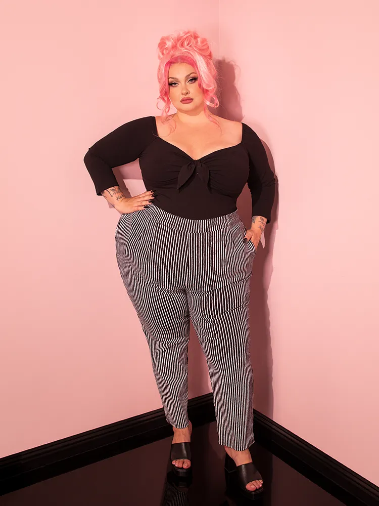 Cigarette Pants in Black Stripes - Vixen by Micheline Pitt