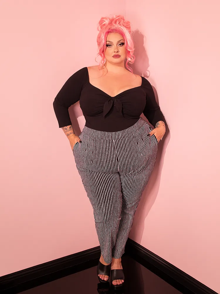 Cigarette Pants in Black Stripes - Vixen by Micheline Pitt