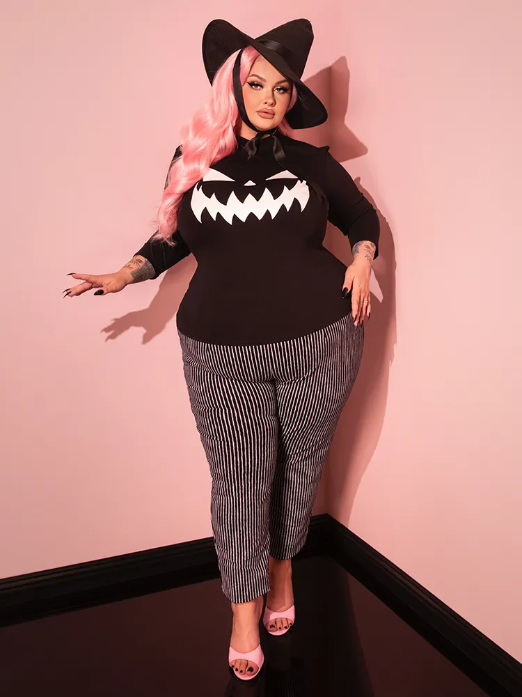 Cigarette Pants in Black Stripes - Vixen by Micheline Pitt