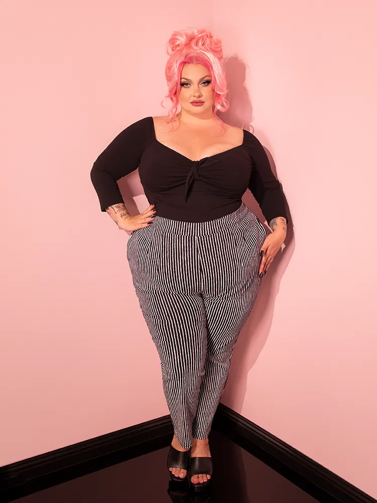 Cigarette Pants in Black Stripes - Vixen by Micheline Pitt