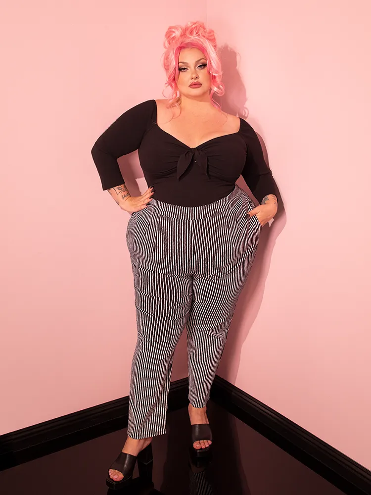 Cigarette Pants in Black Stripes - Vixen by Micheline Pitt