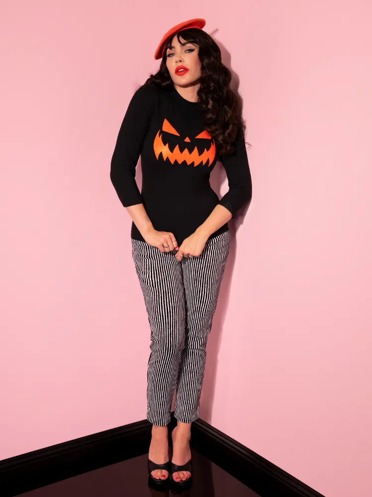 Cigarette Pants in Black Stripes - Vixen by Micheline Pitt