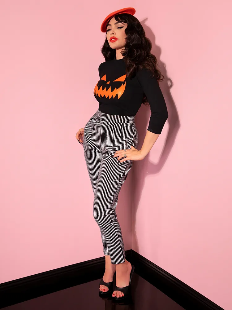 Cigarette Pants in Black Stripes - Vixen by Micheline Pitt