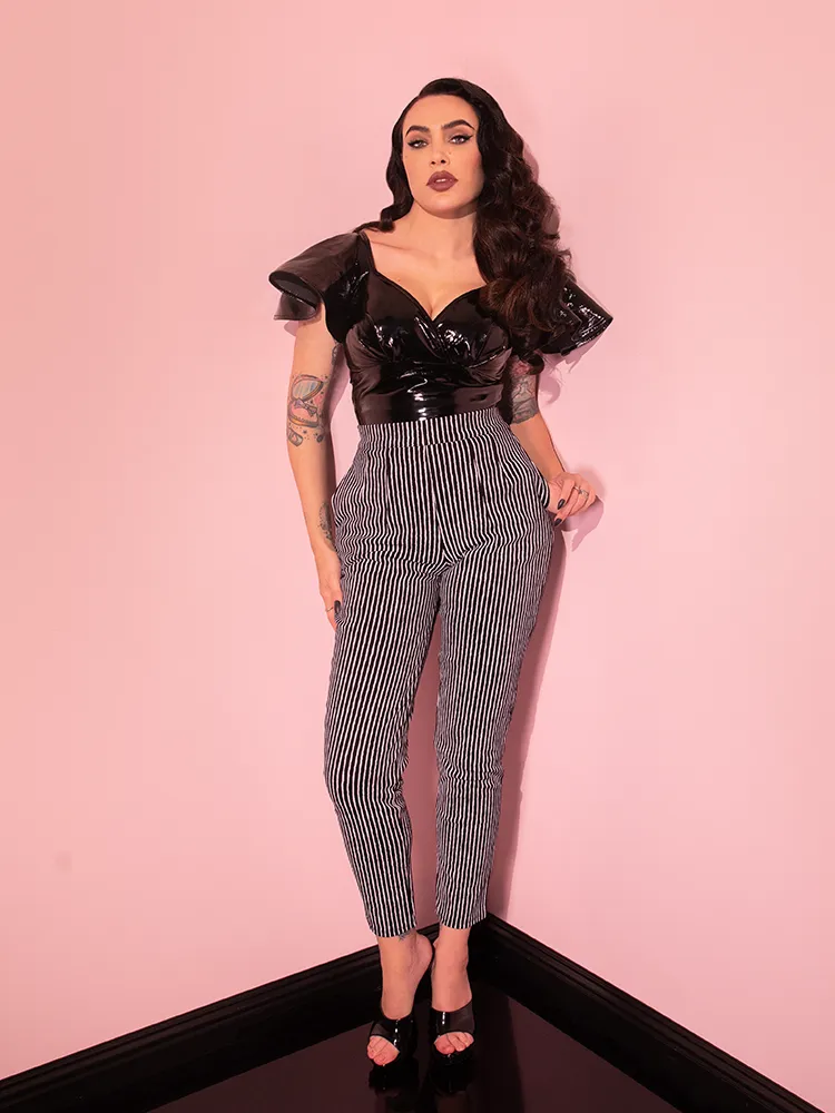 Cigarette Pants in Black Stripes - Vixen by Micheline Pitt