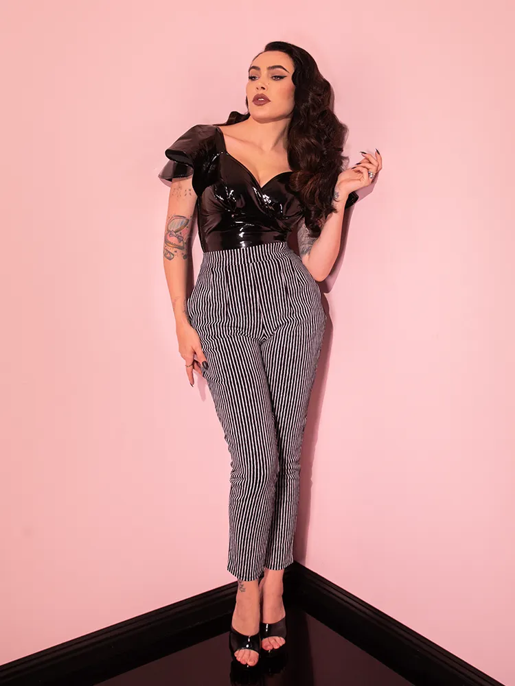 Cigarette Pants in Black Stripes - Vixen by Micheline Pitt