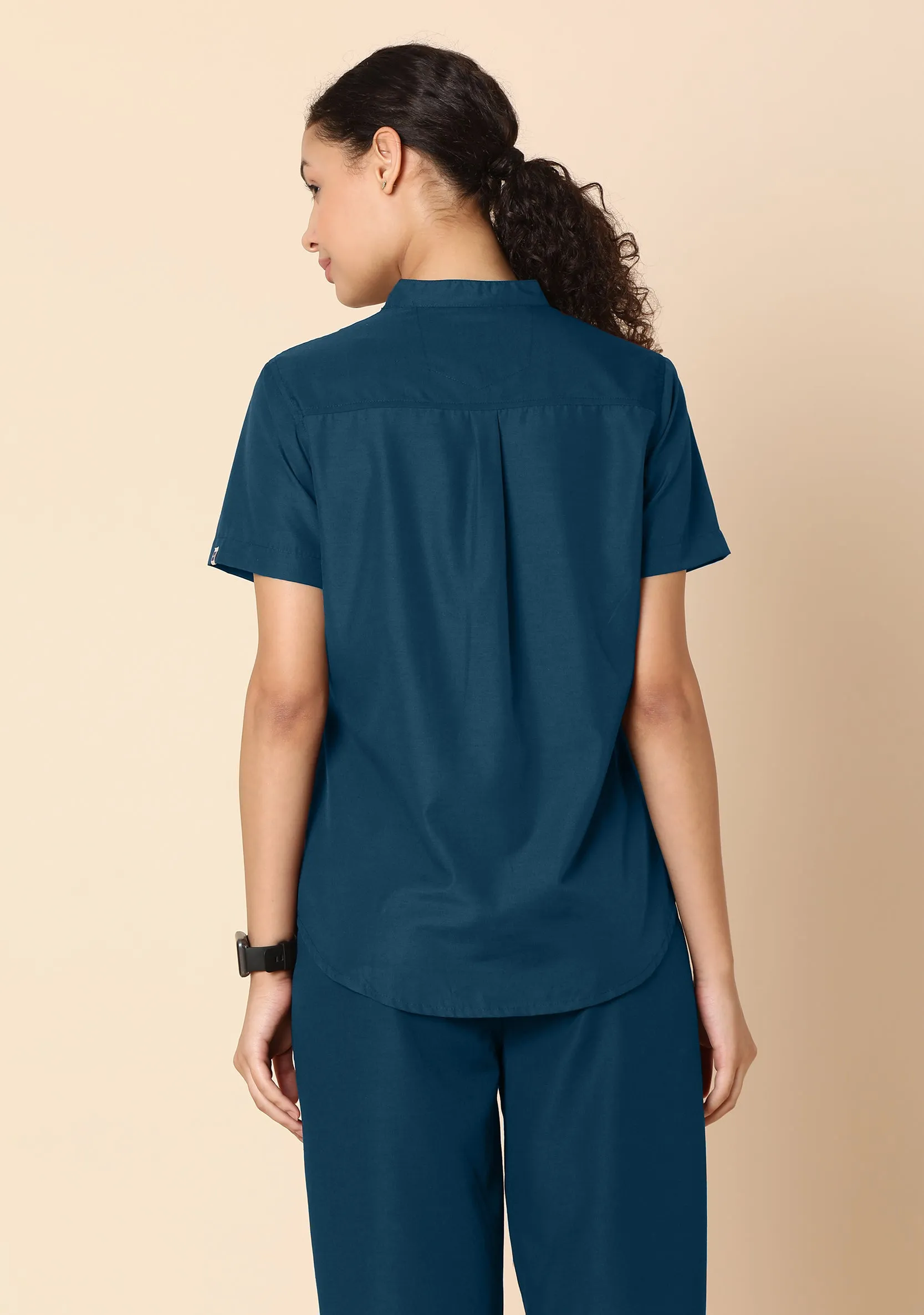 Classic Women's Mandarin Collar (Forest Green) Scrub