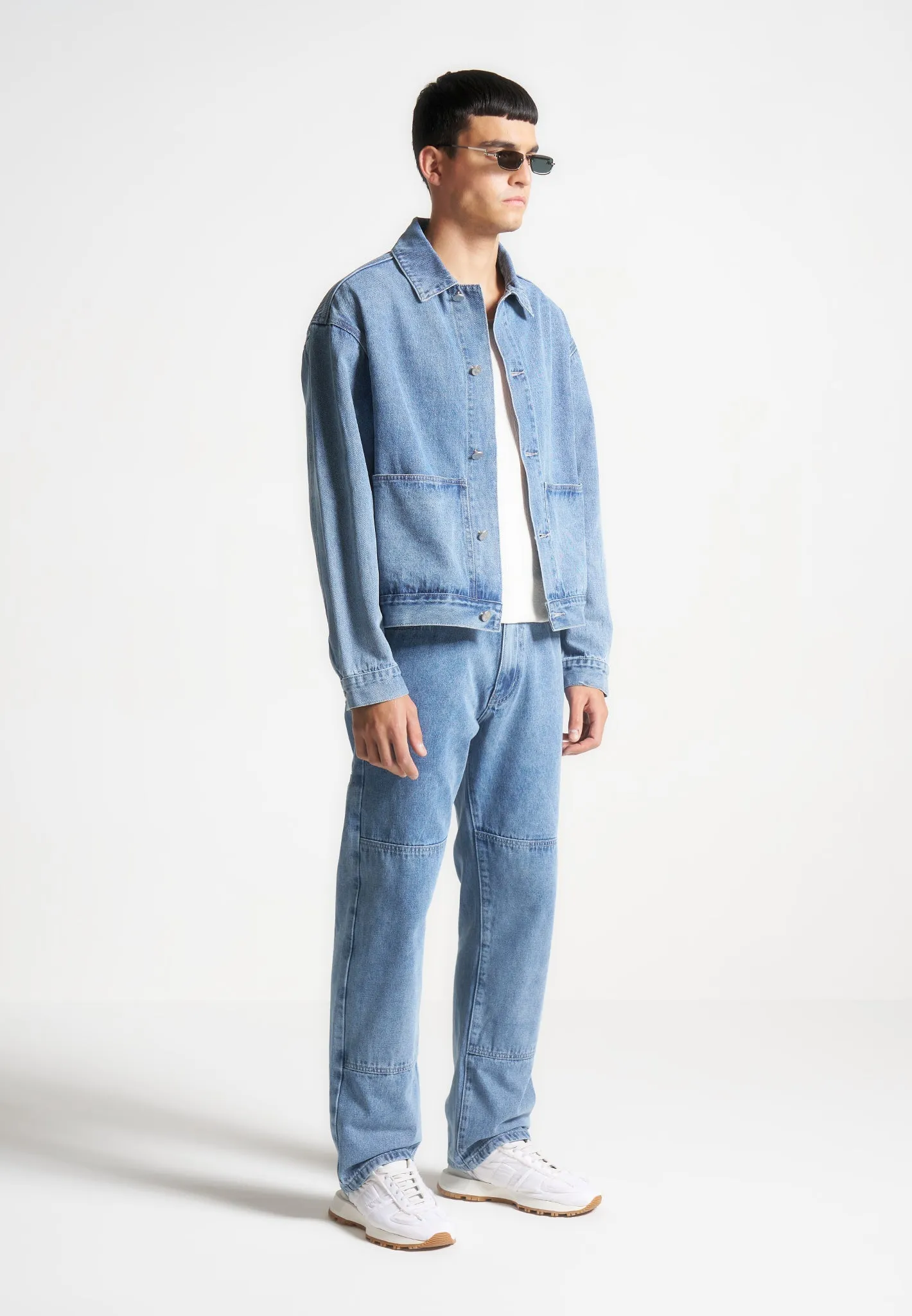 Contrast Stitch Carpenter Jacket - Mid Blue