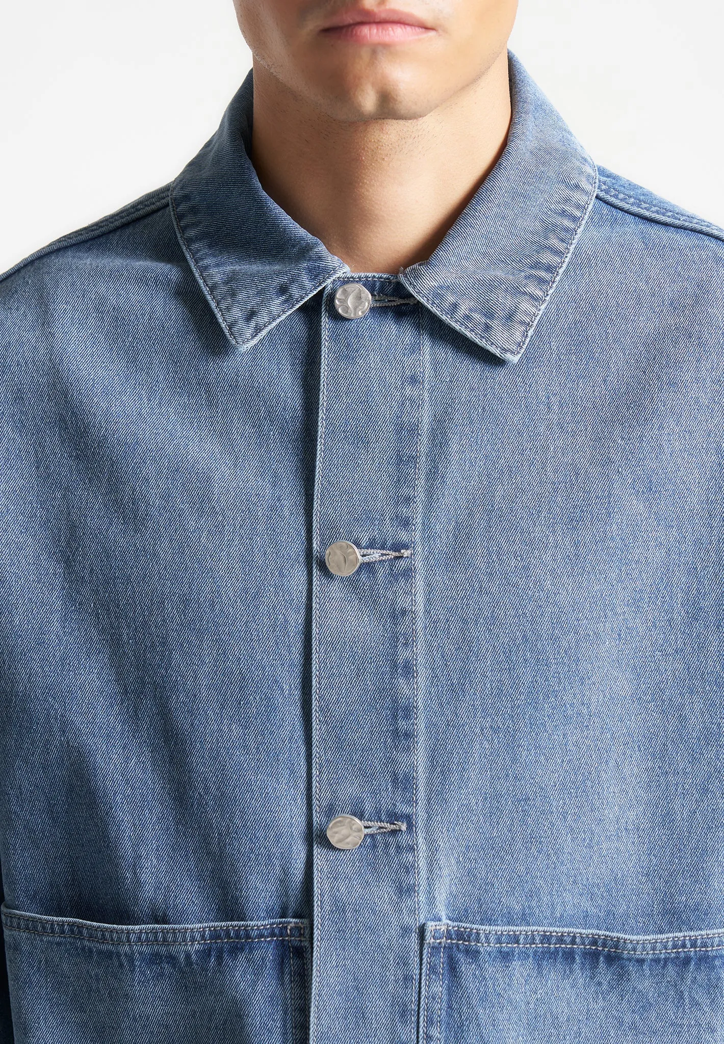 Contrast Stitch Carpenter Jacket - Mid Blue