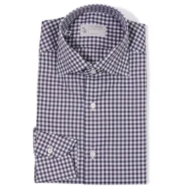 Cotton Gingham Check Spread Collar Shirt