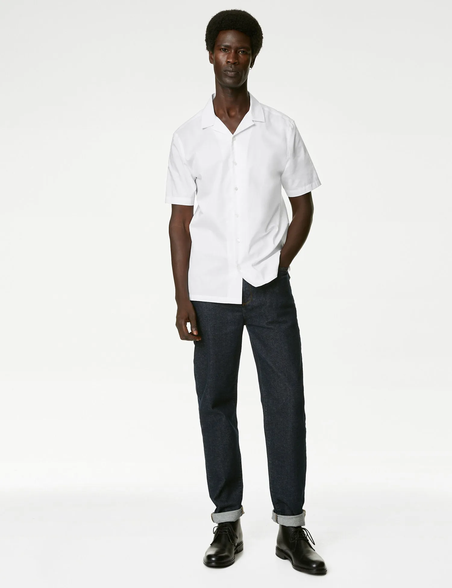 Cotton Rich Cuban Collar Shirt