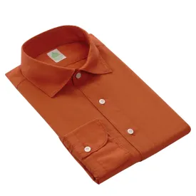 Cotton Shirt in Brick with Soft Collar
