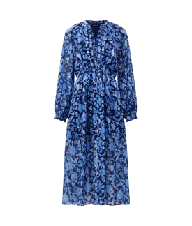 Cynthia Fauna Midi Dress - Midnight Blue