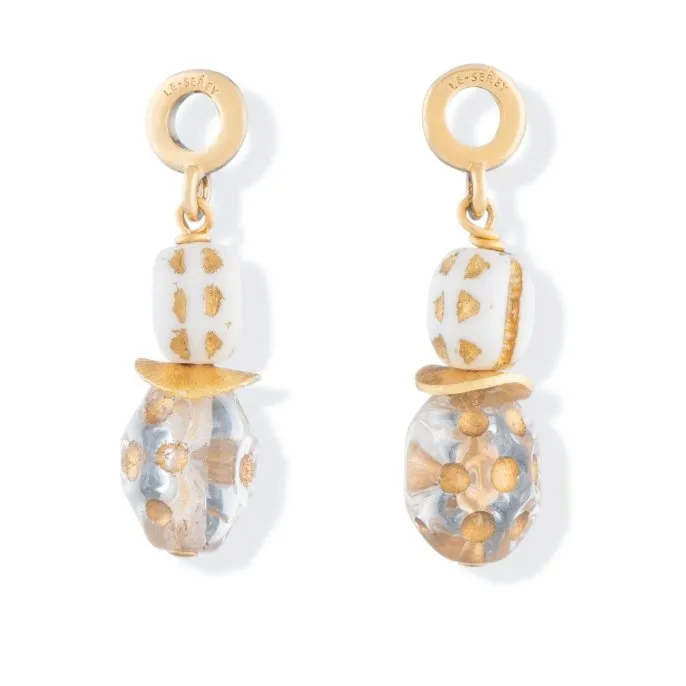 Czech Glass Midi Tulip Charm - White
