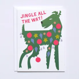 Dog Festooned with Ornaments Holiday Card
