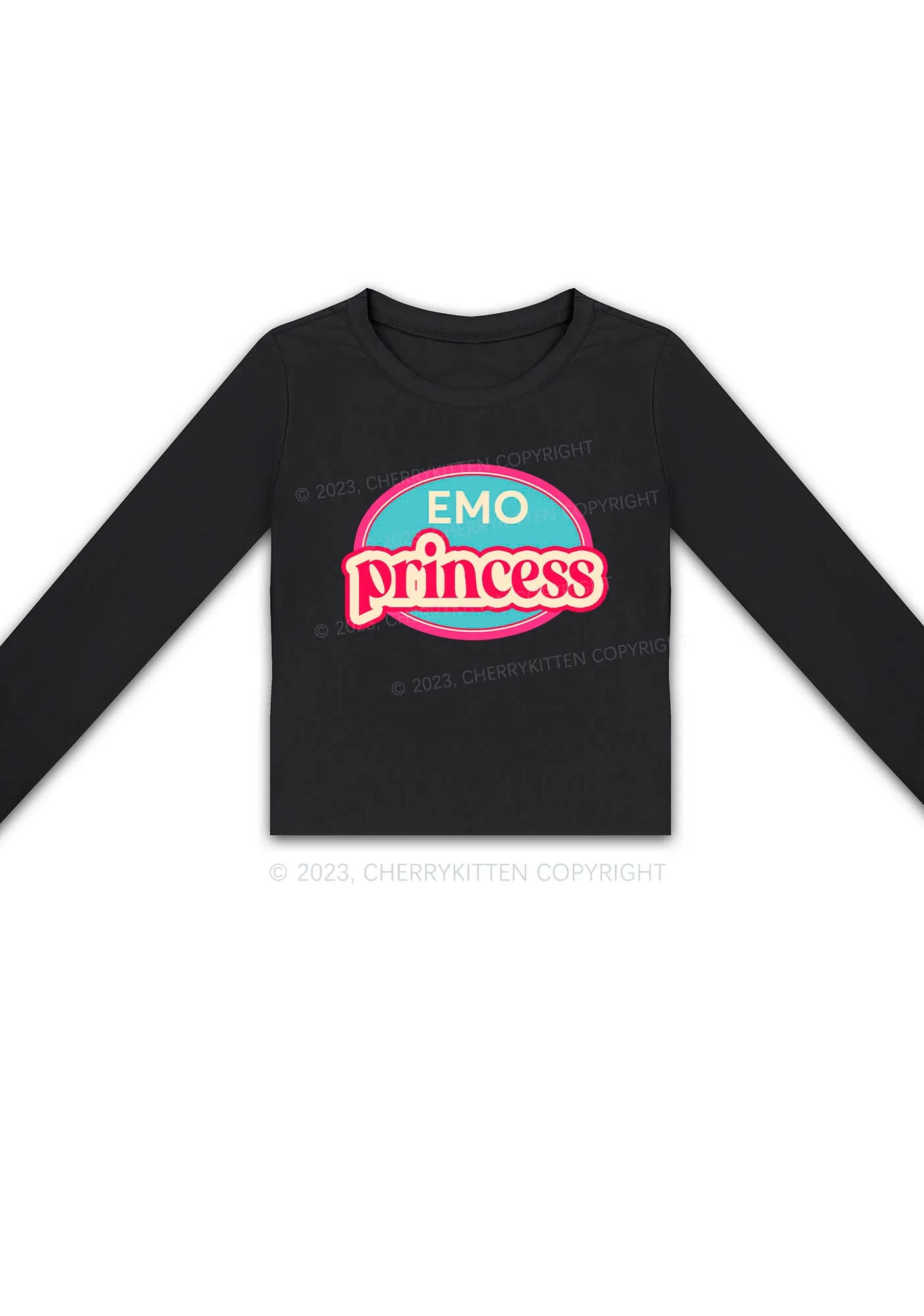 Emo Princess Long Sleeve Crop Top Cherrykitten