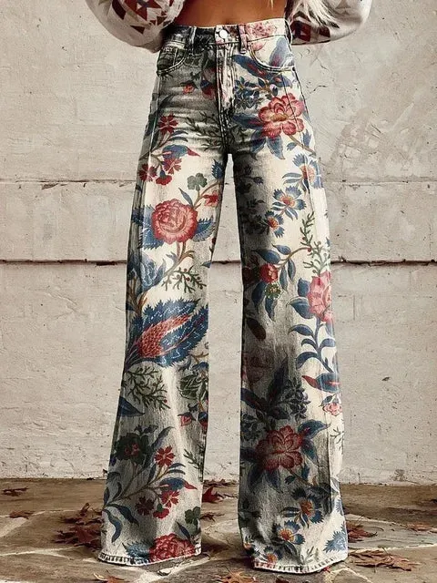 Fashion Canberra | Kara Casual Vintage Print Wide-leg Pants
