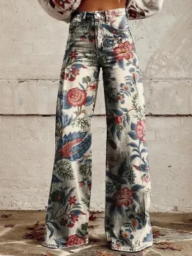 Fashion Canberra | Kara Casual Vintage Print Wide-leg Pants