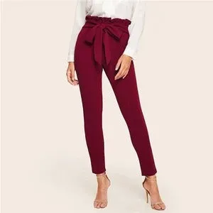 Fashion Paper Bag Belt Tights Pants