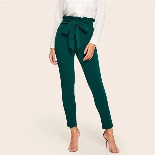 Fashion Paper Bag Belt Tights Pants