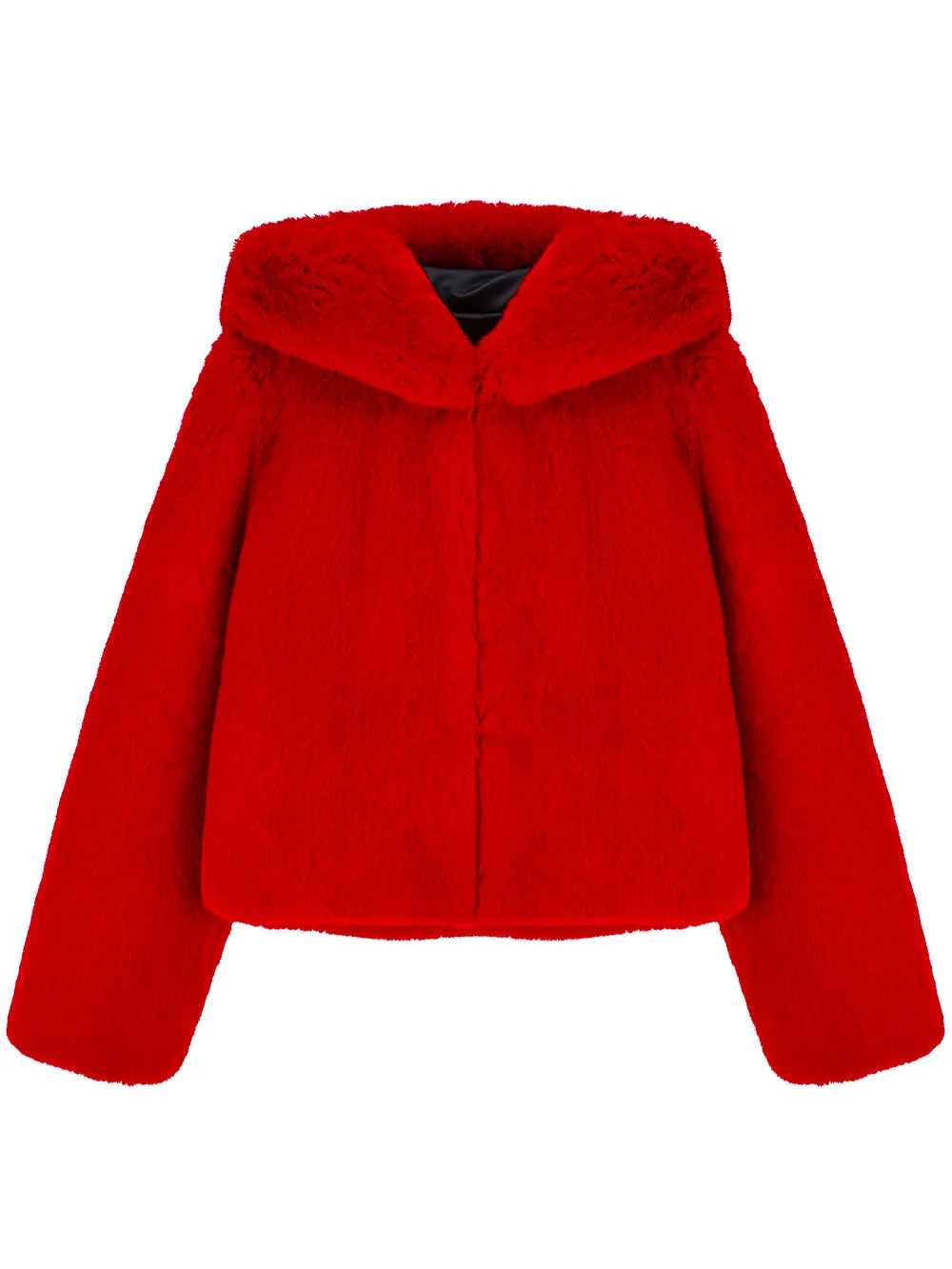 FAUX FUR BIEN HOODED SHORT JACKET