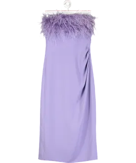 F.ILKK Purple Feather Midi Dress UK 10