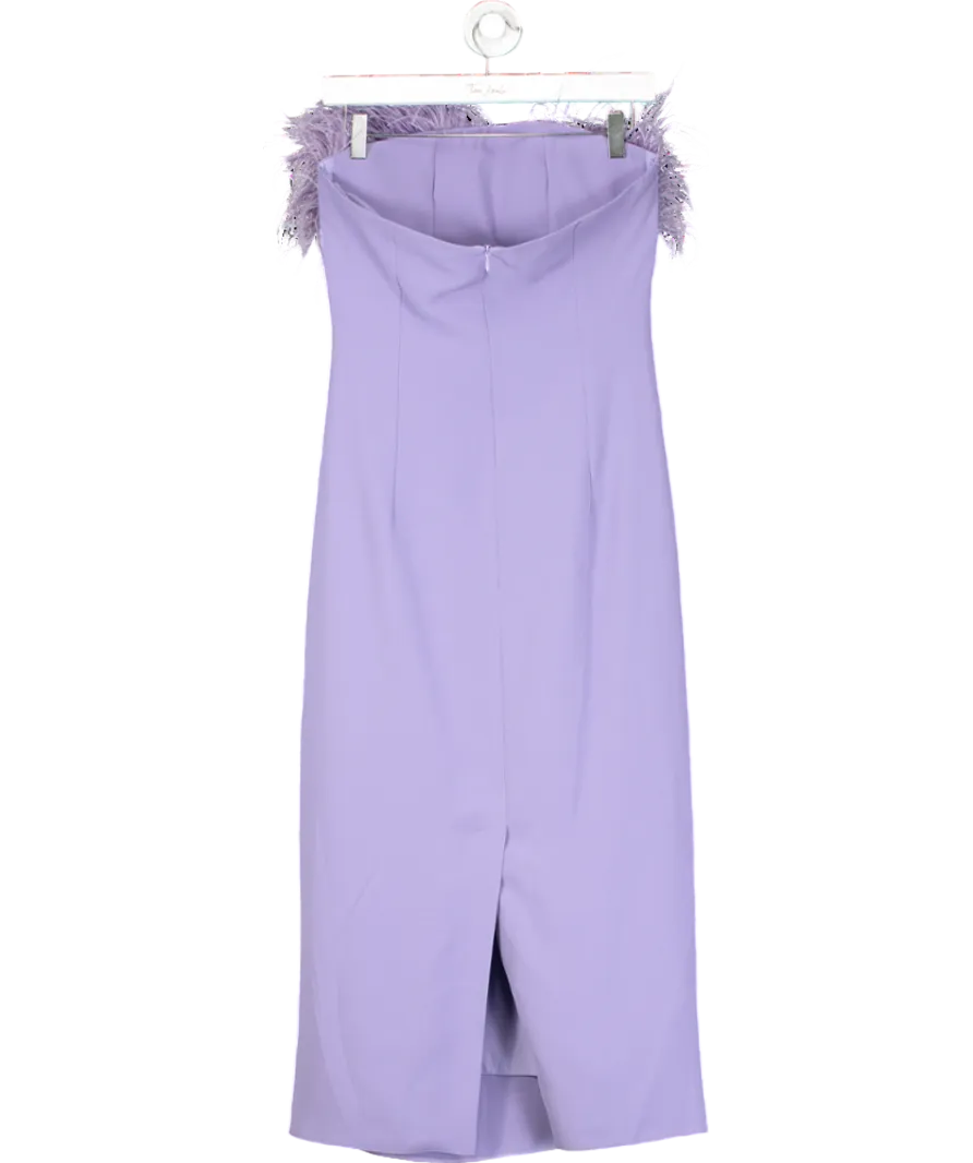 F.ILKK Purple Feather Midi Dress UK 10