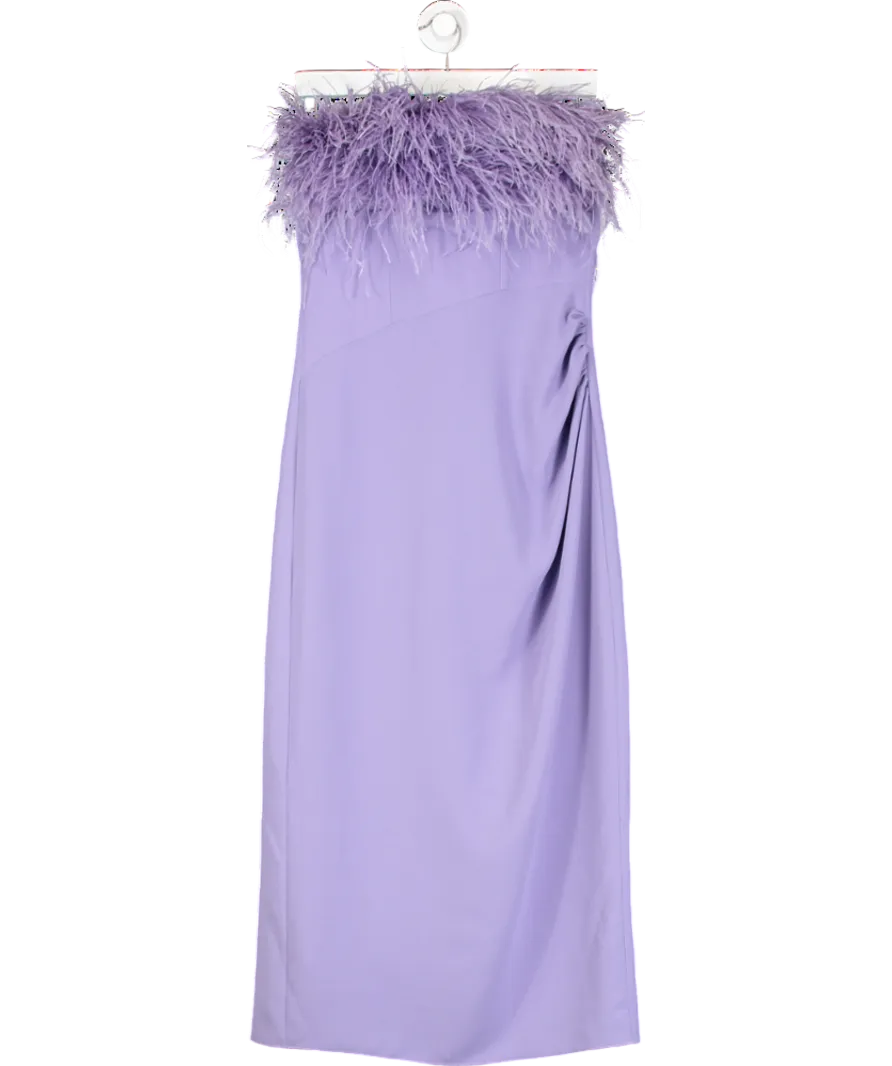 F.ILKK Purple Feather Midi Dress UK 10
