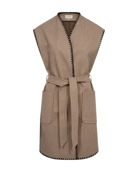 Freequent - Jas Yanna Waistcoat Taupe Gray Melange