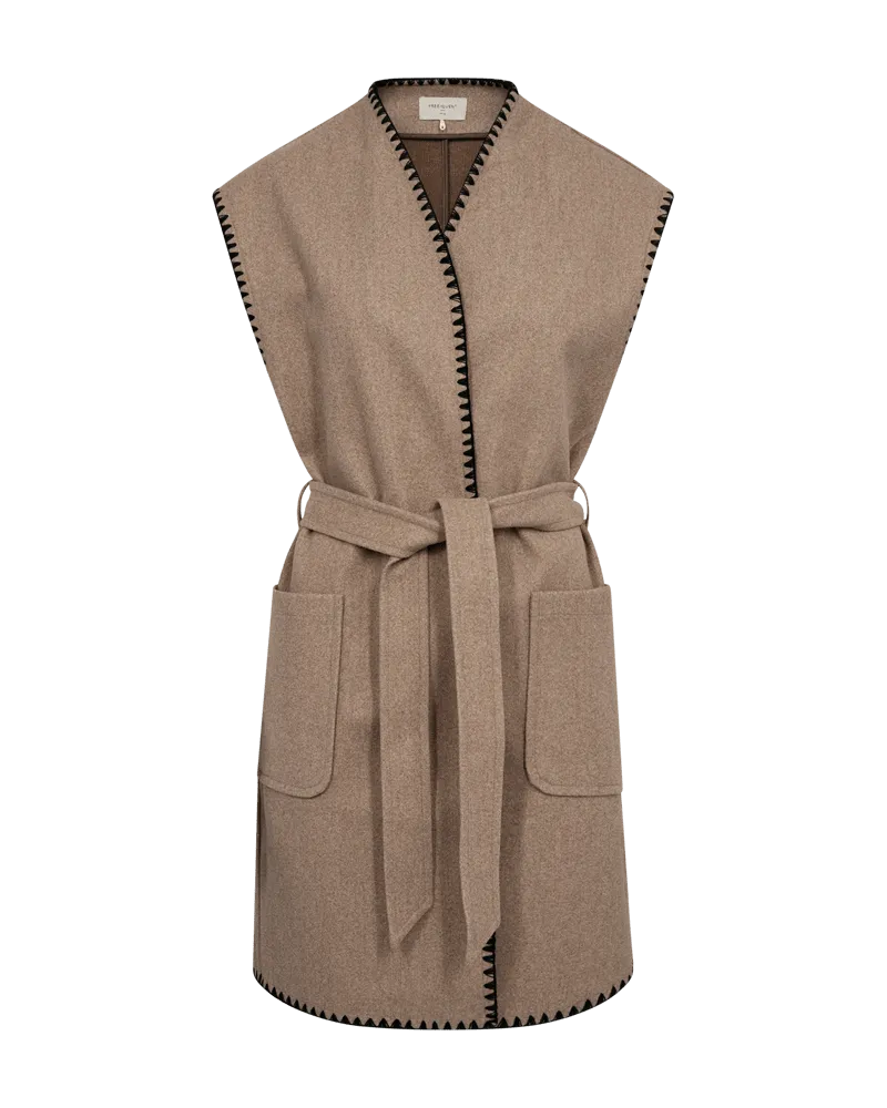 Freequent - Jas Yanna Waistcoat Taupe Gray Melange
